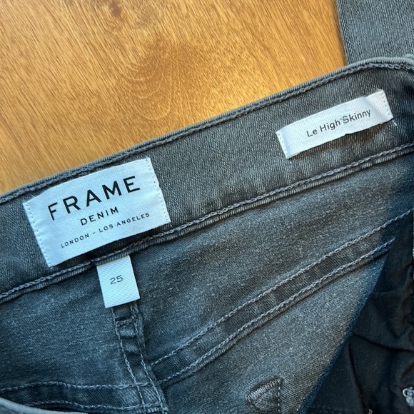 7. Frame Gray Le High Skinny Size 25 Black Velvet Tuxedo Stripe - Picture 6 of 8